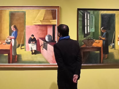 Las dos obras tituladas 'La cuina' (La cocina) pintadas por Miquel Villà en 1939 y entre 1949-1965, respectivamente que se pueden ver en la exposición de Sitges.