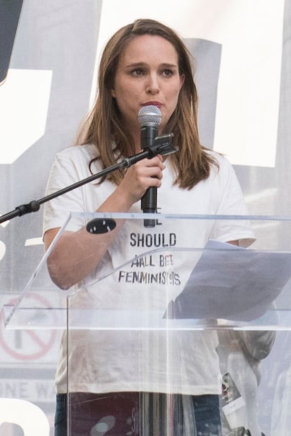 Natalie Portman durante su discurso en la marcha de las mujeres de Los Ángeles.