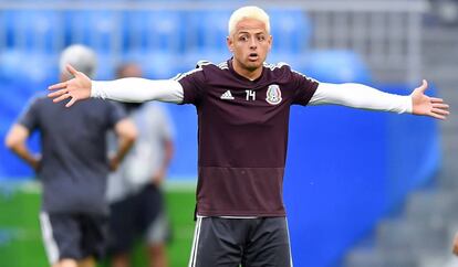 Hernández durante el entrenamiento.