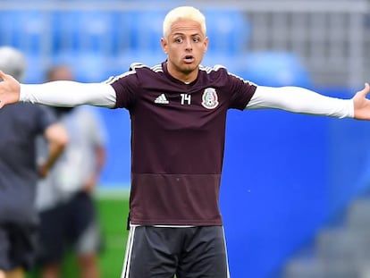 Hernández durante el entrenamiento.