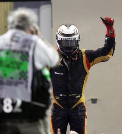 Kimi Raikkonen celebra la victoria en el GP de Abu Dabi