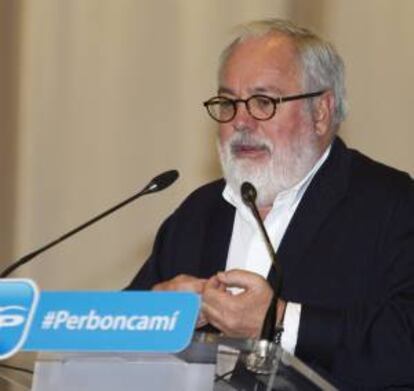 El número uno del PP a las elecciones europeas, Miguel Arias Cañete, durante su intervención en la clausura de la convención regional del PP balear que se ha celebrado hoy en Palma de Mallorca.