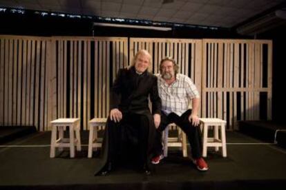 Andres Lima y Lluis Homar en el ensayo.