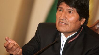 El presidente de Bolivia, Evo Morales, durante una conferencia de prensa el lunes en La Paz.