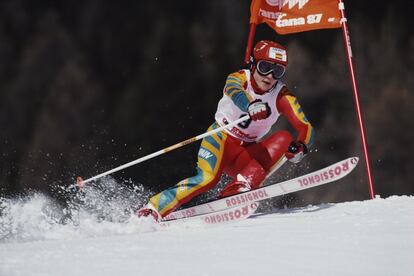 Blanca Fernández Ochoa, durante el Campeonato Mundial de Esquí Alpino de Crans Montana (Suiza), el 5 de febrero de 1987.