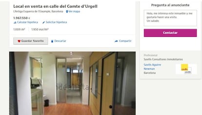 Imagen del anuncio de la sede del PP en el portal inmobiliario Idealista.