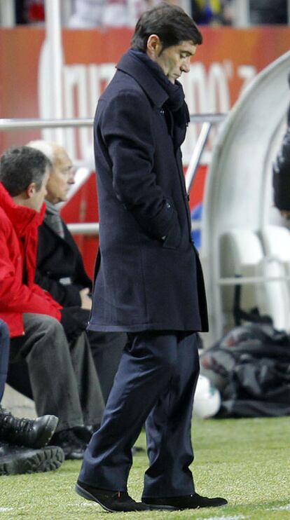 Marcelino, durante el partido frente al Villarreal