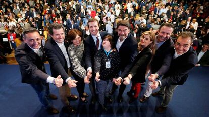 El presidente del PP, Pablo Casado, durante un acto de campaña en Alicante.