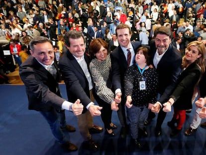 El presidente del PP, Pablo Casado, durante un acto de campaña en Alicante.