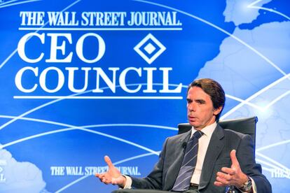 José María Aznar en el encuentro anual del Consejo de CEO de 'The Wall Street Journal'. Esta conferencia organizada por News Corp reúne a algunos de los ejecutivos más importantes de todo el mundo y supone para Aznar una importante fuente de información y para ampliar su agenda política y empresarial.