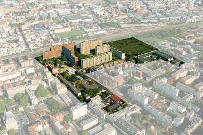 Render del proyecto de agrociudad de Archikubik en Ivry-sur-Seine. 