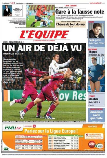 Portada del diario francés L'Equipe.