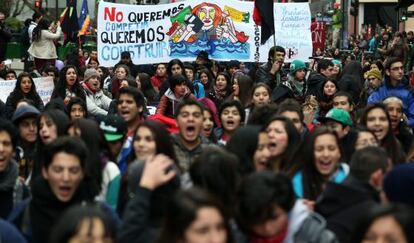 Los universitarios chilenos se manifiestan en Temuco.  