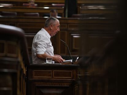 El portavoz de Compromís en el Congreso, Joan Baldoví, en la sesión plenaria en el Congreso de los Diputados del día 27 de septiembre.