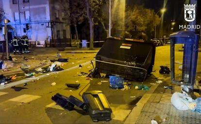 La escena del atropello a un ciclista en el distrito madrileño de Usera, en Madrid.