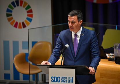 Pedro Sánchez, en la sede de la ONU en Nueva York, el día 18.