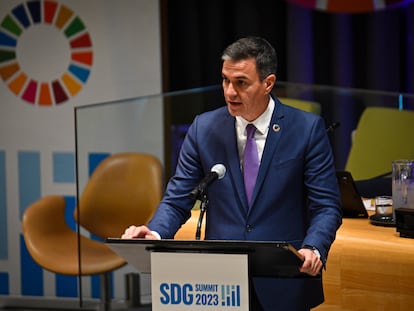 Pedro Sánchez, en la sede de la ONU en Nueva York, el día 18.