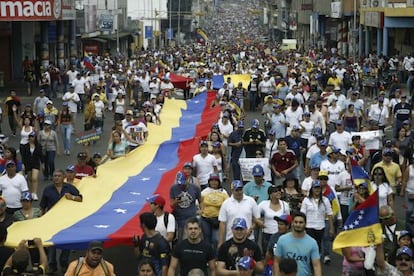 Manifestaci&oacute;n opositora en Venezuela.