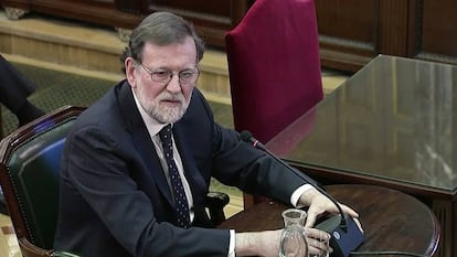 El expresidente del Gobierno, Mariano Rajoy, durante su declaración como testigo en el juicio del 'procés'.