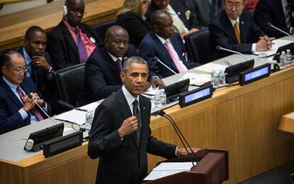 Intervenci&oacute;n de Obama durante la reuni&oacute;n sobre la epidemia de &eacute;bola en &Aacute;frica. 