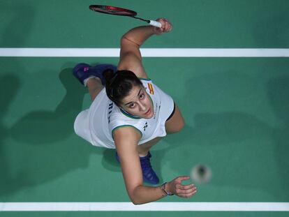 Carolina Marín durante un partido.