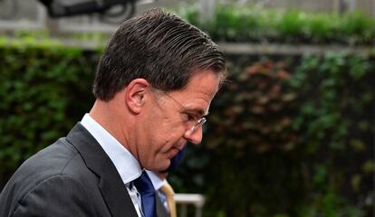 El primer ministro holandés, Mark Rutte, llega a la cumbre de Bruselas.