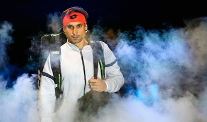 Ferrer accede a la pista del O2 de Londres.