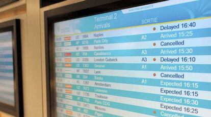 Vuelos de Air France cancelados en el aeropuerto de Niza.