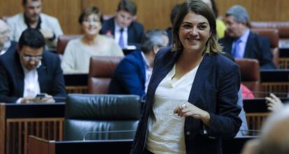 La consejera de Fomento, Elena Cortés, en el Parlamento.