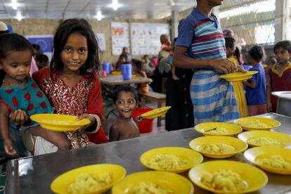 Uno de los comedores colectivos donde Acción contra el Hambre da de comer a 6.000 refugiados al día. Llegaron a alimentar a 60.000 diarios antes de que comenzara la distribución de alimentos.