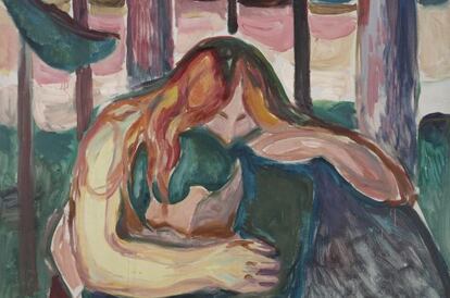 Detalle de 'Mujer vampira en el bosque' (1916-1918), de Evard Munch.