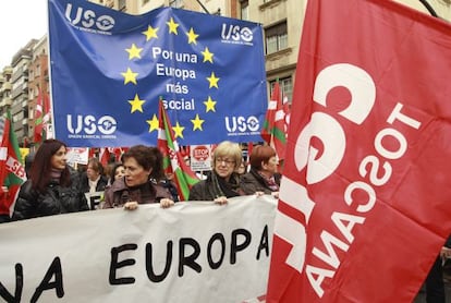 Un momento de la marcha que ha recorrido el centro de Bilbao.