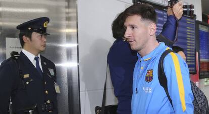 Messi, na chegada do Barça ao Japão.