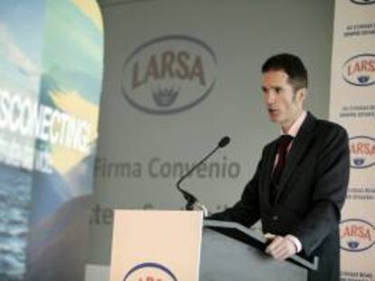 El director general de LARSA, José Armando Tellado, durante la presentación del balance de la compañía en 2012 y de la nueva campaña de comunicación 'Desconecting', en un acto celebrado hoy en A Coruña.