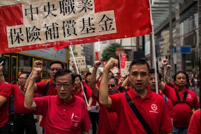 Manifestação pelo Dia do Trabalho em Hong Kong