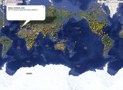 Localización geográfica mundial de alertas epidémicas desarrollado en media docena de idiomas, entre ellos el español.