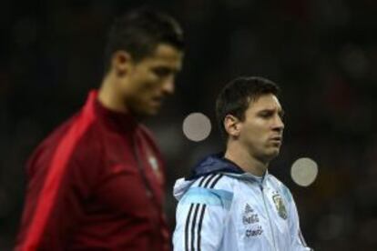 Cristiano y Messi, en el Portugal-Argentina.