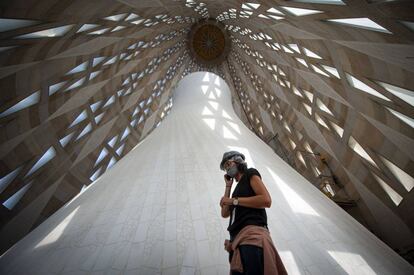 Interior de la torre de la Mare de Déu de la Sagrada Família, que s'acabarà el 2021 i tindrà 138 metres d'altura.