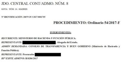 Sentencia reciente sobre transparencia en la que recurrente y demandado son el mismo: el Ministerio de Hacienda