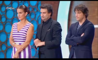Pantallazo del vídeo en el que los jueces anuncian los finalistas que TVE subió a YouTube.