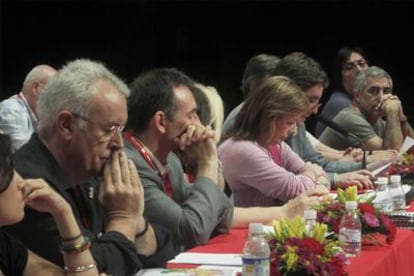 Cayo Lara, Enrique de Santiago, Luis García Montero y Gaspar Llamazares, en el acto de ayer.