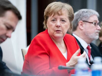 Merkel se pronuncia durante uma reunião nesta quinta-feira com o Governo sul-africano em Pretória.