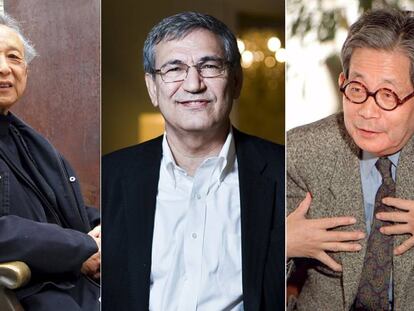 El escritor chino Gao Xingjian, el turco Orhan Pamuk y el japonés Kenzaburo Oé, algunos de los pocos Nobel de Literatura en lenguas no occidentales.