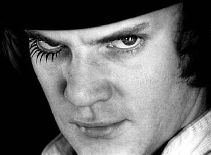 Malcom McDowell, en un fotograma de la película <i>La naranja mecánica,</i> de Stanley Kubrick.