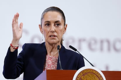 Claudia Sheinbaum, en el Palacio Nacional, de Ciudad de México, este martes.