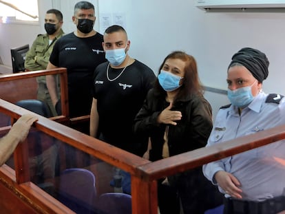 La cooperante española Juana Ruiz Sánchez, este miércoles en el tribunal militar de Ofer (Cisjordania).