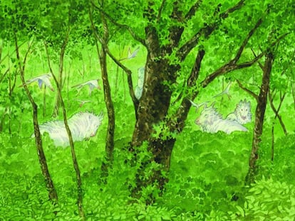 Viñeta de 'El bosque milenario' (Ponent Mon), de Jiro Taniguchi.