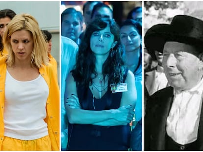 Maggie Civantos en 'Vis a vis', Maribel Verdú en 'Now & Then', y Pepe Isbert en 'Bienvenido Mr. Marshall'.