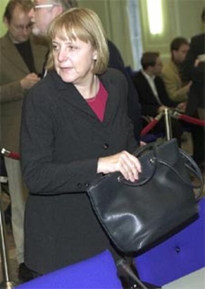 Angela Merkel, a su llegada a una comisión parlamentaria del Bundestag.