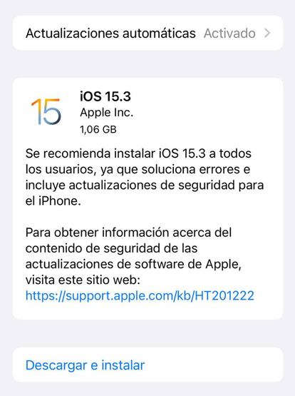 iOS 15.3 ya está aquí.